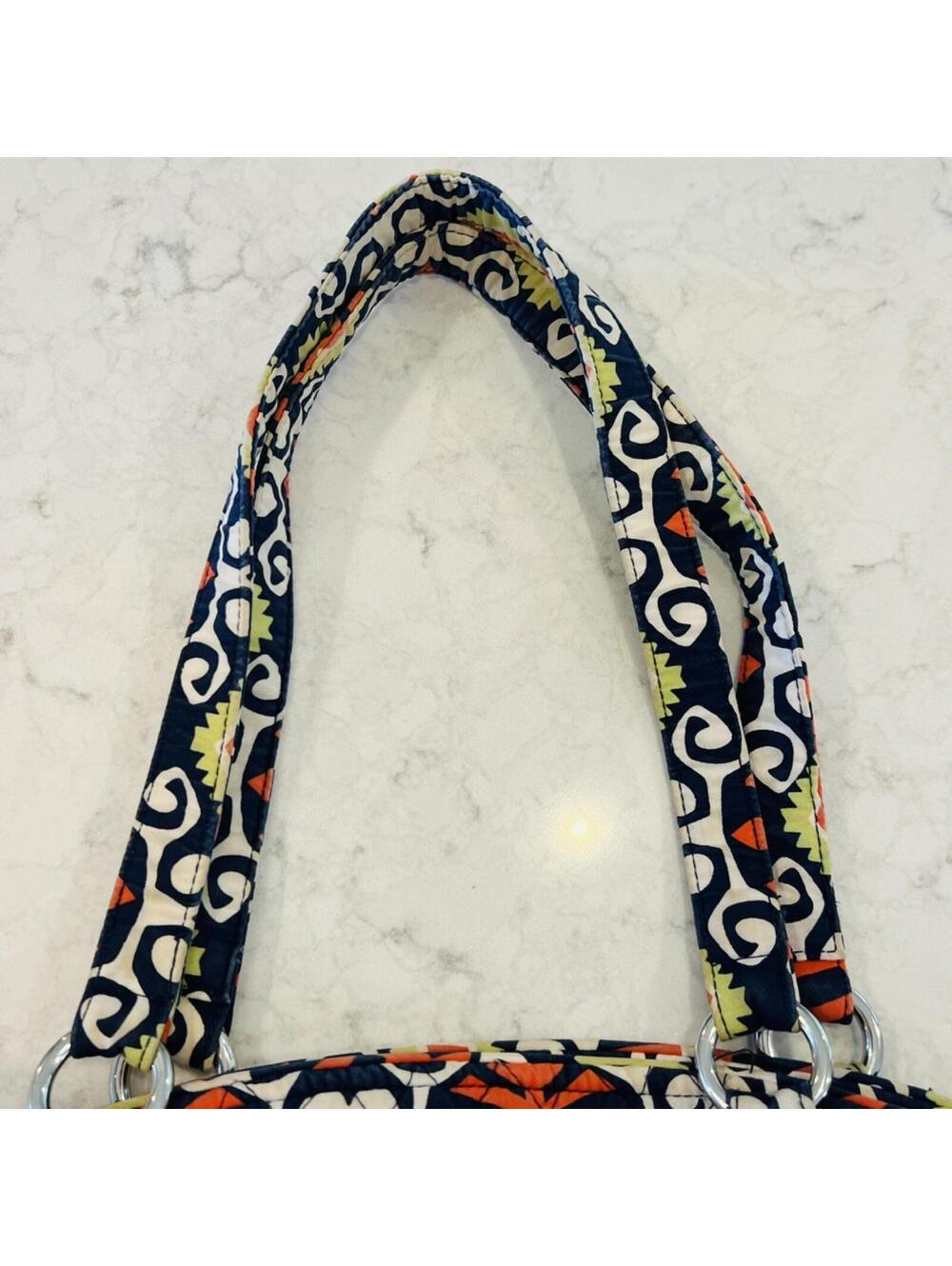 Vera Bradley Sun Valley Shoulder Purse Tote Bag Blue Orange - Picture 4 of 6